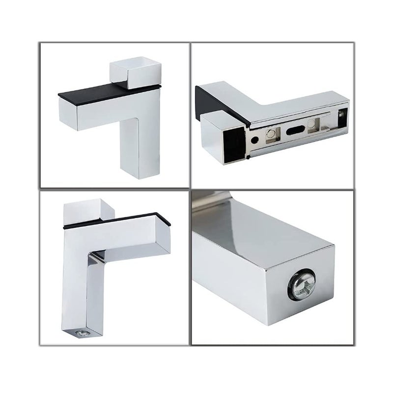 AWEN 4 Pcs Adjustable Wood/Glass Floating Shelf Brackets Wall Mount  Polished Chrome - Image 4